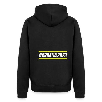 Croatia 2023 - Unisex Premium Bio Zip Hoodie - Schwarz - Hinten - Nico (187cm)