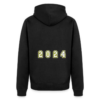 2024 Jahr Zahl - Unisex Premium Bio Zip Hoodie - Schwarz - Hinten - Nico (187cm)