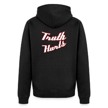 Truth huts - Unisex Premium Organic Zip Hoodie - black - Back - Nico (187cm)