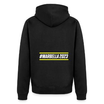 Marbella 2023 - Veste à capuche bio Premium Unisexe - noir - Dos - Nico (187cm)