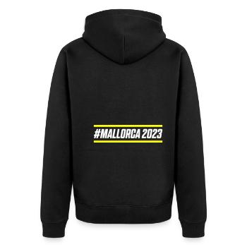 Mallorca 2023 - Unisex Premium Bio Zip Hoodie - Schwarz - Hinten - Nico (187cm)