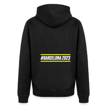 Barcelona 2023 - Unisex Premium Bio Zip Hoodie - Schwarz - Hinten - Nico (187cm)