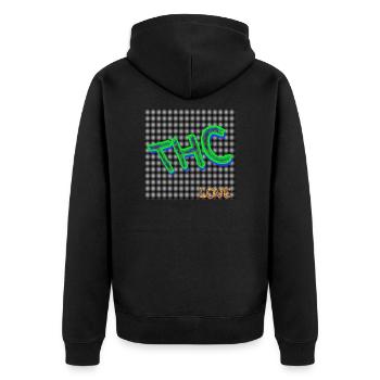THC - LOVE - Abbild - 2023 - Unisex Premium Bio Zip Hoodie - Schwarz - Hinten - Nico (187cm)