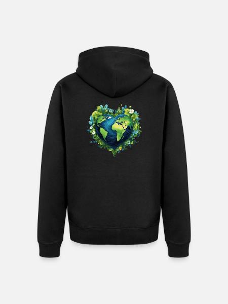 Love Earth - Unisex Premium Organic Zip Hoodie - black