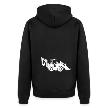 White backhoe loader T-shirt for the excavator fan - Unisex Premium Organic Zip Hoodie - black - Back - Nico (187cm)