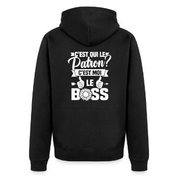 C'est qui le patron c'est moi le boss - Veste à capuche bio Premium Unisexe - noir - Dos - Nico (187cm)