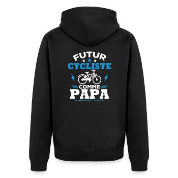 Futur cycliste comme papa - Veste à capuche bio Premium Unisexe - noir - Dos - Nico (187cm)