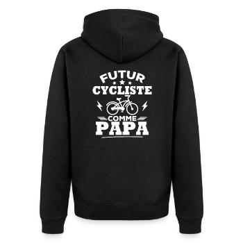 Futur cycliste comme papa - Veste à capuche bio Premium Unisexe - noir - Dos - Nico (187cm)