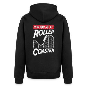 You Had Me At Roller Coaster - Unisex Premium Organic Zip Hoodie - black - Back - Nico (187cm)