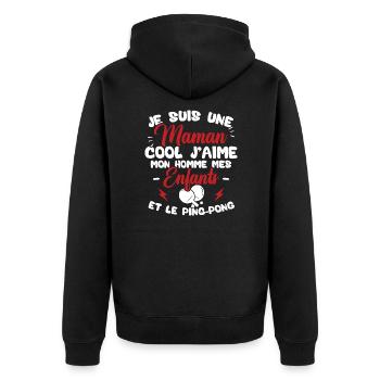 Une maman cool j'aime mon homme et le ping pong - Veste à capuche bio Premium Unisexe - noir - Dos - Nico (187cm)