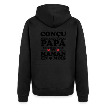Conçu avec amour par papa et maman en 9 mois - Veste à capuche bio Premium Unisexe - noir - Dos - Nico (187cm)