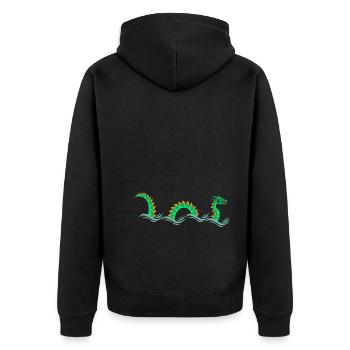 Nessie Lochness T-Shirt - Unisex Premium Bio Zip Hoodie - Schwarz - Hinten - Nico (187cm)