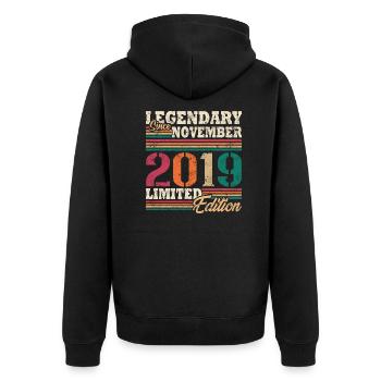 Légendaire novembre 2019 édition limitée - Veste à capuche bio Premium Unisexe - noir - Dos - Nico (187cm)