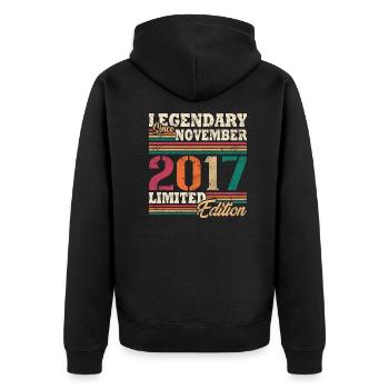 Légendaire novembre 2017 édition limitée - Veste à capuche bio Premium Unisexe - noir - Dos - Nico (187cm)