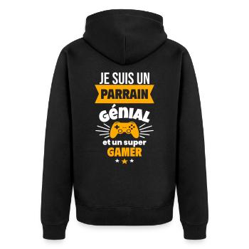 Parrain génial et super gamer Geek Gamer Gaming - Veste à capuche bio Premium Unisexe - noir - Dos - Nico (187cm)