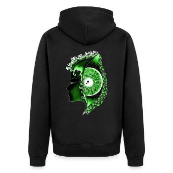 Big eye green, eye, vertical, realistic - Unisex Premium Organic Zip Hoodie - black - Back - Nico (187cm)