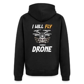 I Will Fly Drone - Unisex Premium Organic Zip Hoodie - black - Back - Nico (187cm)