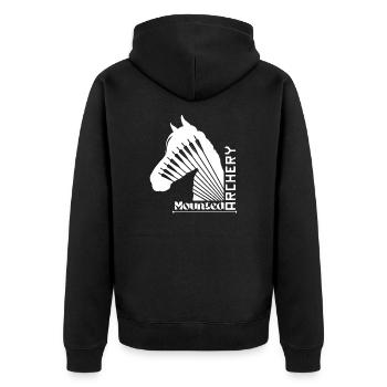 Bogenschießen Pferd weiß - Unisex Premium Bio Zip Hoodie - Schwarz - Hinten - Nico (187cm)