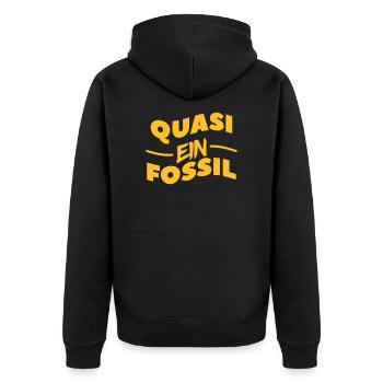 a fossil - Unisex Premium Organic Zip Hoodie - black - Back - Nico (187cm)