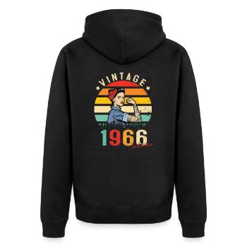 1966 Vintage Édition limitée Cadeau Femmes - Veste à capuche bio Premium Unisexe - noir - Dos - Nico (187cm)