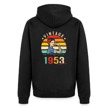 1953 Vintage Édition limitée Cadeau Femmes - Veste à capuche bio Premium Unisexe - noir - Dos - Nico (187cm)
