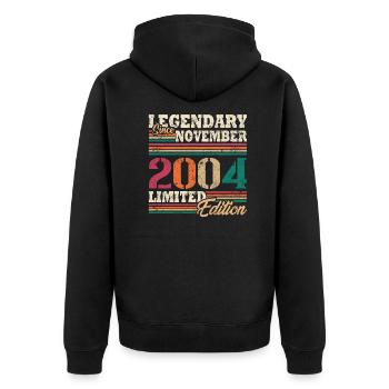 Légendaire novembre 2004 édition limitée - Veste à capuche bio Premium Unisexe - noir - Dos - Nico (187cm)