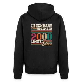 Légendaire novembre 2000 édition limitée - Veste à capuche bio Premium Unisexe - noir - Dos - Nico (187cm)