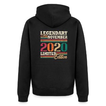 Legendary November 2020 Limited Edition - Unisex Premium Organic Zip Hoodie - black - Back - Nico (187cm)