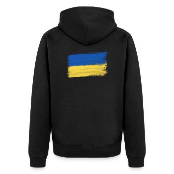Ukraine Flag Peace Support Kiev War - Unisex Premium Organic Zip Hoodie - black - Back - Nico (187cm)
