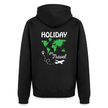 Holiday Go Travel - Unisex Premium Organic Zip Hoodie - black - Back - Nico (187cm)