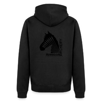 Mounted Archery Horse black - Unisex Premium Organic Zip Hoodie - black - Back - Nico (187cm)