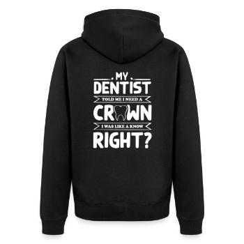 My Dentist - Unisex Premium Bio Zip Hoodie - Schwarz - Hinten - Nico (187cm)