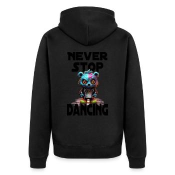 Never Stop Dancing - Unisex Premium Bio Zip Hoodie - Schwarz - Hinten - Nico (187cm)
