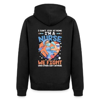 I Can't Stay At Home I'm a Nurse - Unisex Premium Bio Zip Hoodie - Schwarz - Hinten - Nico (187cm)