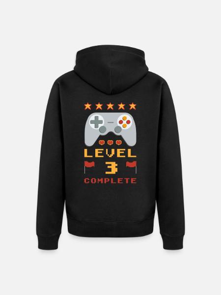 3rd Birthday Level 3 Complete - Unisex Premium Organic Zip Hoodie - black
