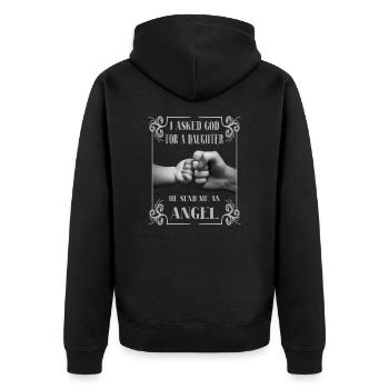 Père Fille Bébé Enfant Design - Veste à capuche bio Premium Unisexe - noir - Dos - Nico (187cm)