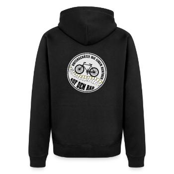 Rentner | Fahrrad | Velo - Unisex Premium Bio Zip Hoodie - Schwarz - Hinten - Nico (187cm)
