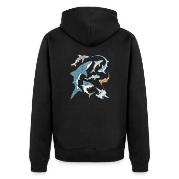 Types de requins Espèces de requins - Veste à capuche bio Premium Unisexe - noir - Dos - Nico (187cm)