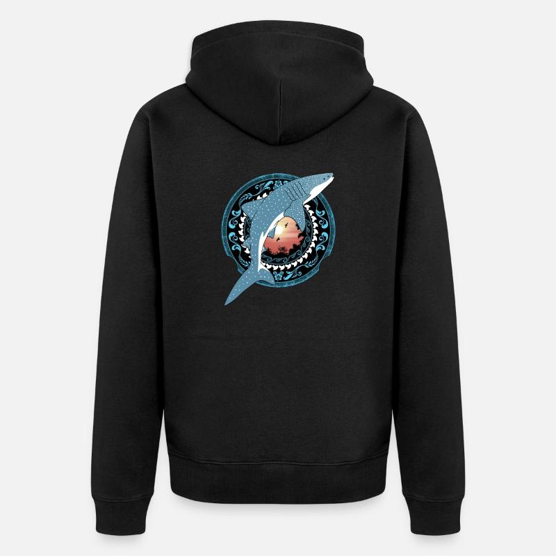 Walhai Hawaiianisch - Unisex Premium Bio Zip Hoodie - Schwarz