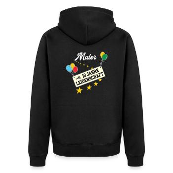 Maler 10 jähriges Jubiläum Malerbetrieb 10 Jahre - Unisex Premium Bio Zip Hoodie - Schwarz - Hinten - Nico (187cm)
