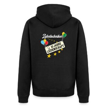 Zahntechniker 10 jähriges Jubiläum 10. Jahre - Unisex Premium Bio Zip Hoodie - Schwarz - Hinten - Nico (187cm)