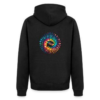 Zebrahai und Weißspitzenriffhai - Unisex Premium Bio Zip Hoodie - Schwarz - Hinten - Nico (187cm)