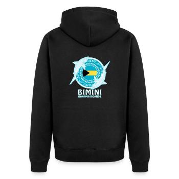 Bimini Bullenhai - Unisex Premium Bio Zip Hoodie - Schwarz - Hinten - Nico (187cm)