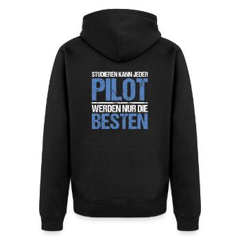 Tout le monde peut étudier - Édition Pilote - Veste à capuche bio Premium Unisexe - noir - Dos - Nico (187cm)