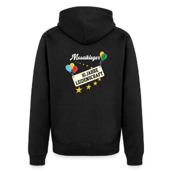 Mosaikleger 10 jähriges Jubiläum Mosaiklegerei 10 - Unisex Premium Bio Zip Hoodie - Schwarz - Hinten - Nico (187cm)