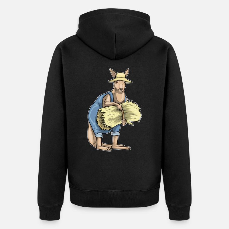 Paille Kangaroo Farmer - Veste à capuche bio Premium Unisexe - noir