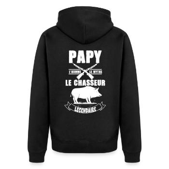 Papy de légende et chasseur humour pour mon papy - Veste à capuche bio Premium Unisexe - noir - Dos - Nico (187cm)