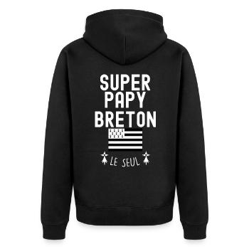 super papy breton humour - Veste à capuche bio Premium Unisexe - noir - Dos - Nico (187cm)