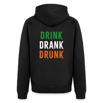 Trinken Sie getrunken - Unisex Premium Bio Zip Hoodie - Schwarz - Hinten - Nico (187cm)