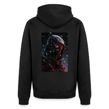Neon Cyber Ninja Warrior #6 - Unisex Premium Bio Zip Hoodie - Schwarz - Hinten - Nico (187cm)